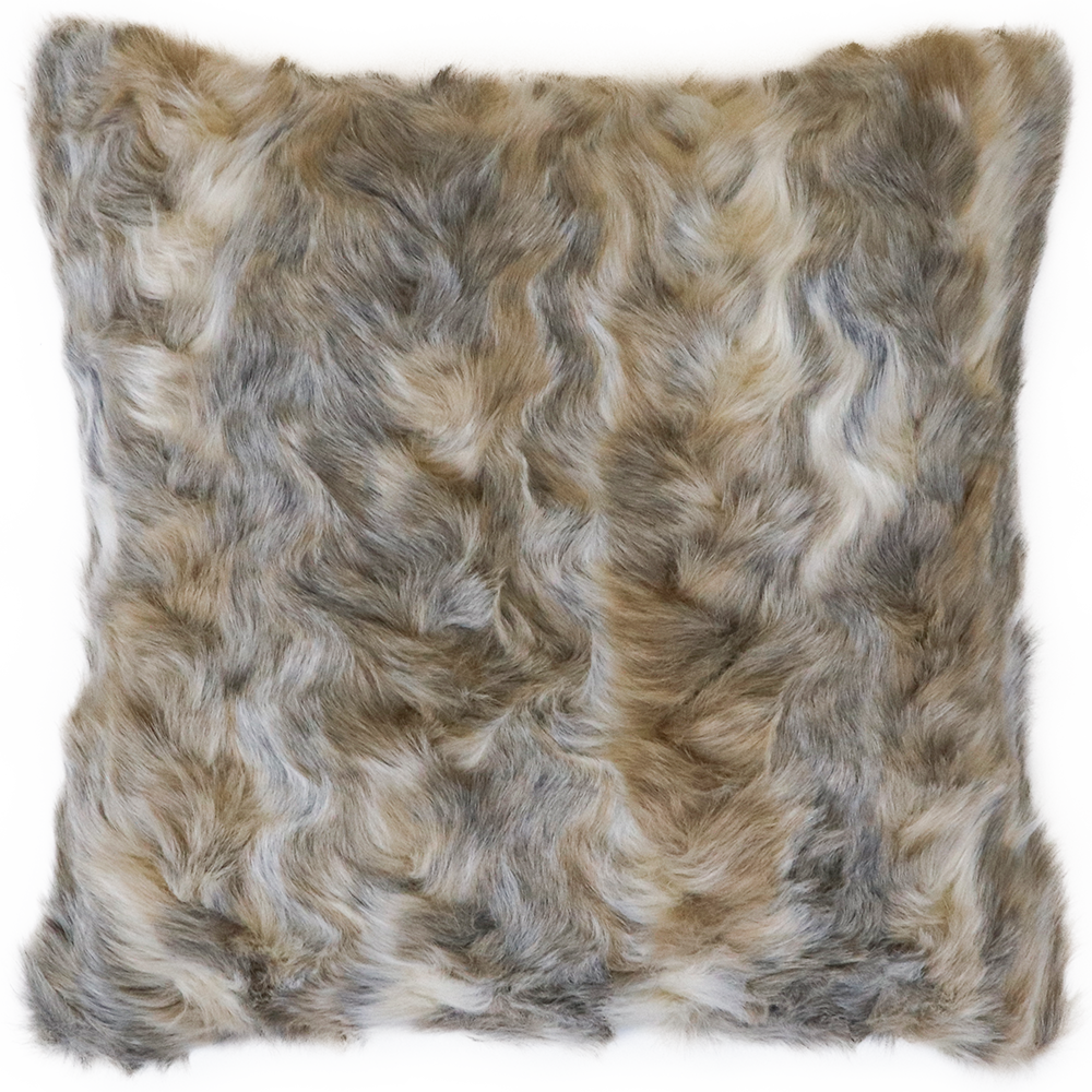 VINTAGE SQUIRREL GREY FAUX FUR CUSHIONS