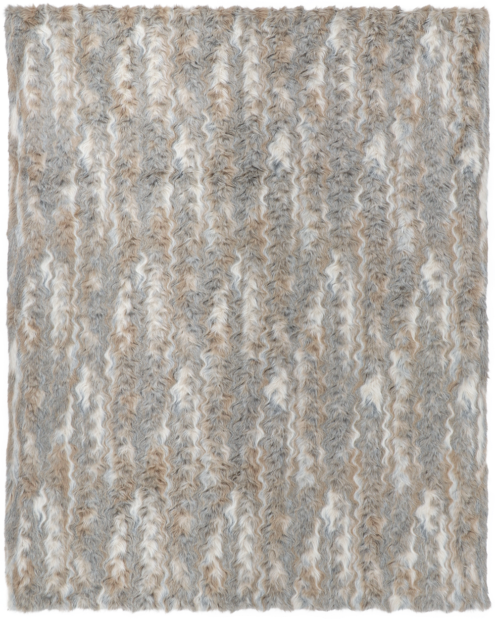 VINTAGE SQUIRREL SILVER FAUX FUR THROW