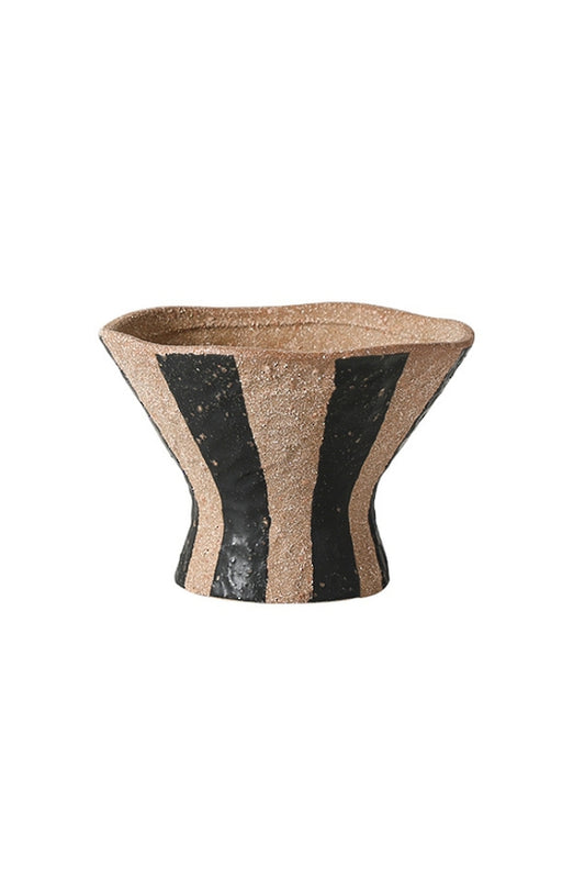 ADORNO COMPOTE W/BLACK STRIPE - SMALL