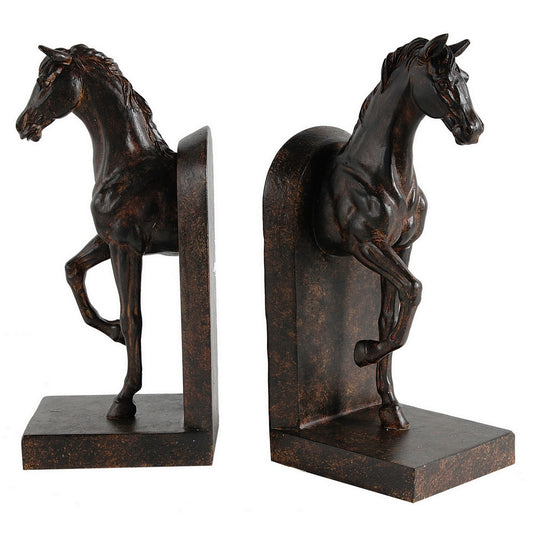 AGED BROWN HORSE BOOKENDS