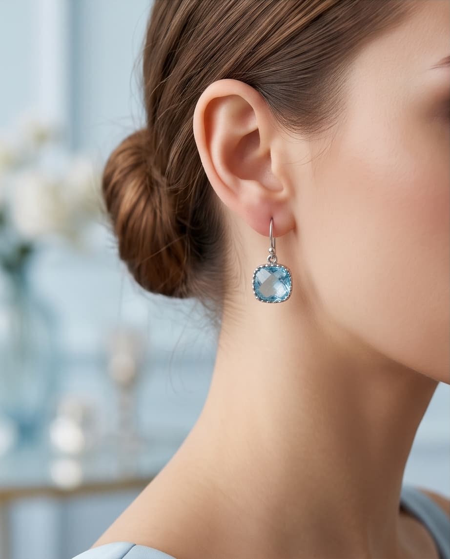 AMRAPALI EARRINGS - AQUAMARINE / SILVER