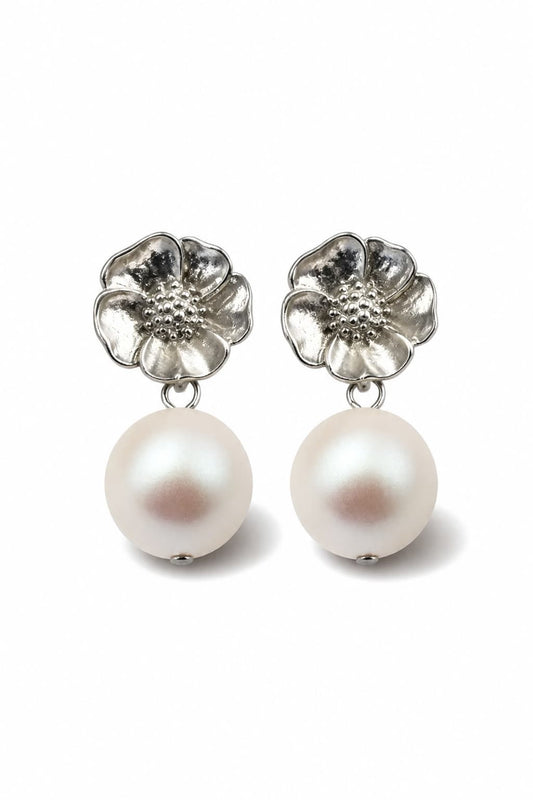 ANEMONE & PEARL STUD EARRINGS