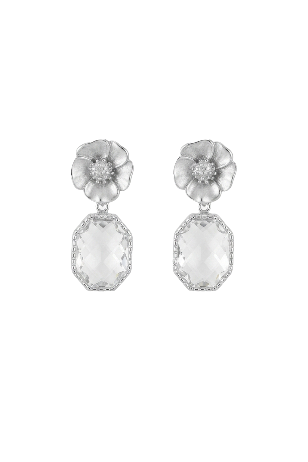 ANEMONE STUD EARRINGS - MATTE SILVER