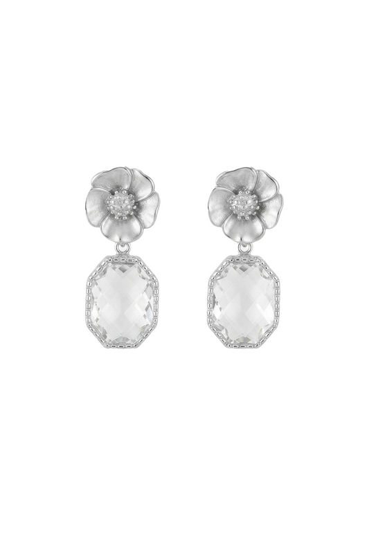 ANEMONE STUD EARRINGS - MATTE SILVER