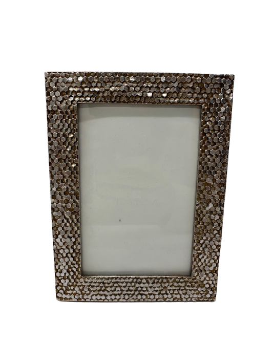 HONEYCOMB TEXTURE 4 X 6" PHOTO FRAME - ANTIQUE SILVER