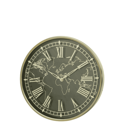 WORLD MAP CLOCK - BLACK