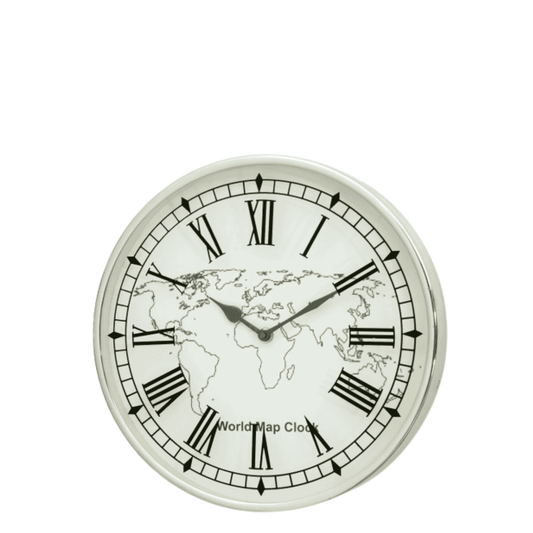 WORLD MAP WALL CLOCK WHITE