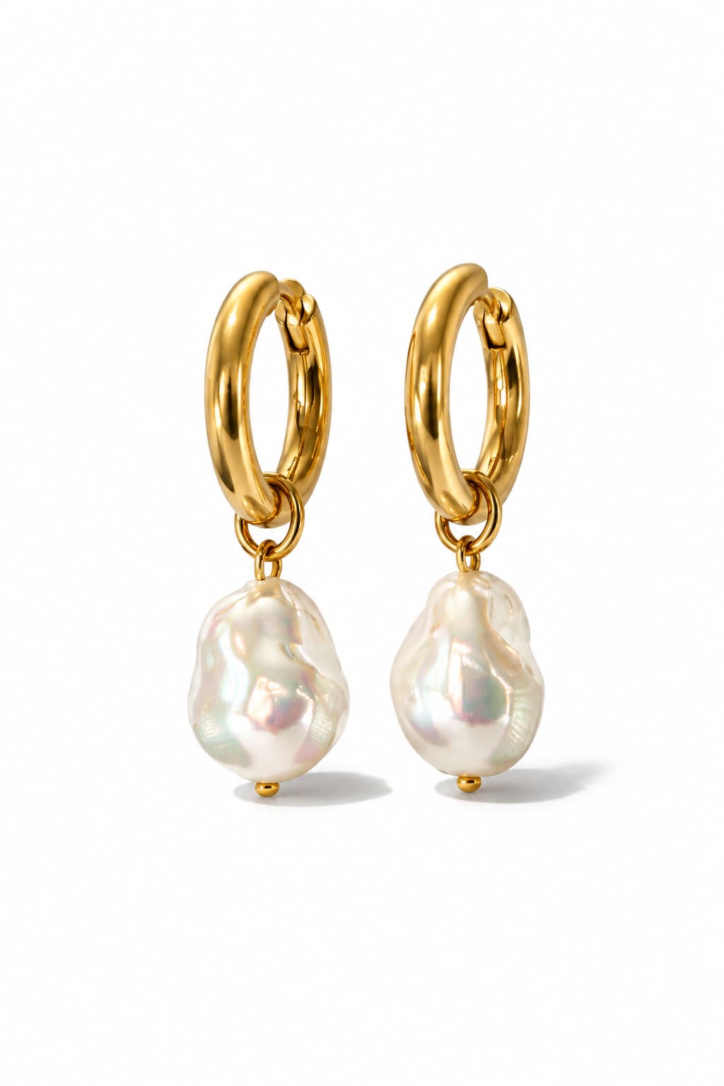 BAROQUE PEARL HOOPS - GOLD