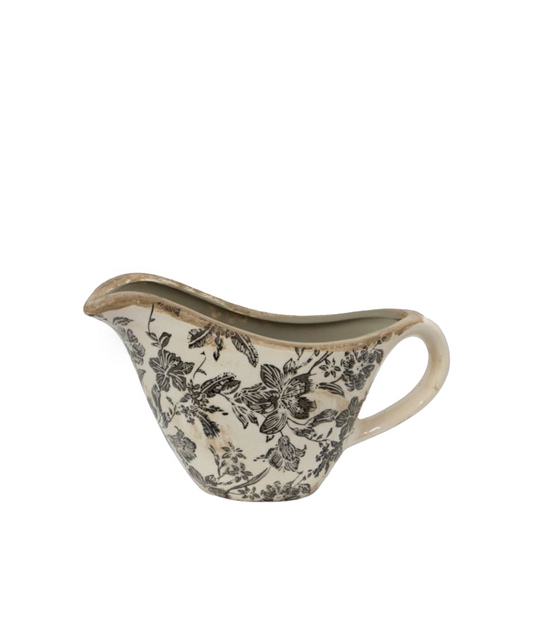 BLACK FLORAL BOWL JUG