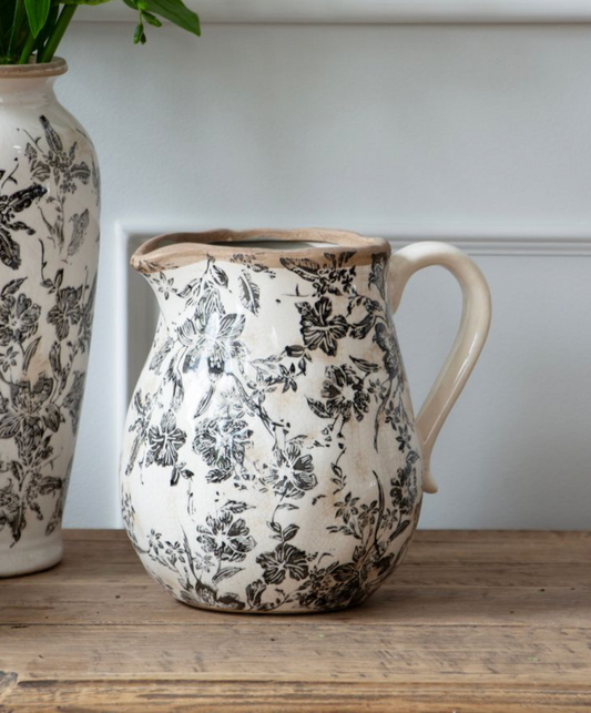 BLACK FLORAL JUG - SHORT