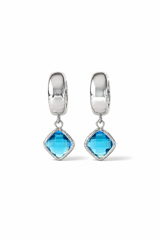 BRIGHT OCEAN BLUE RHOMBUS ON HUGGIES - SILVER