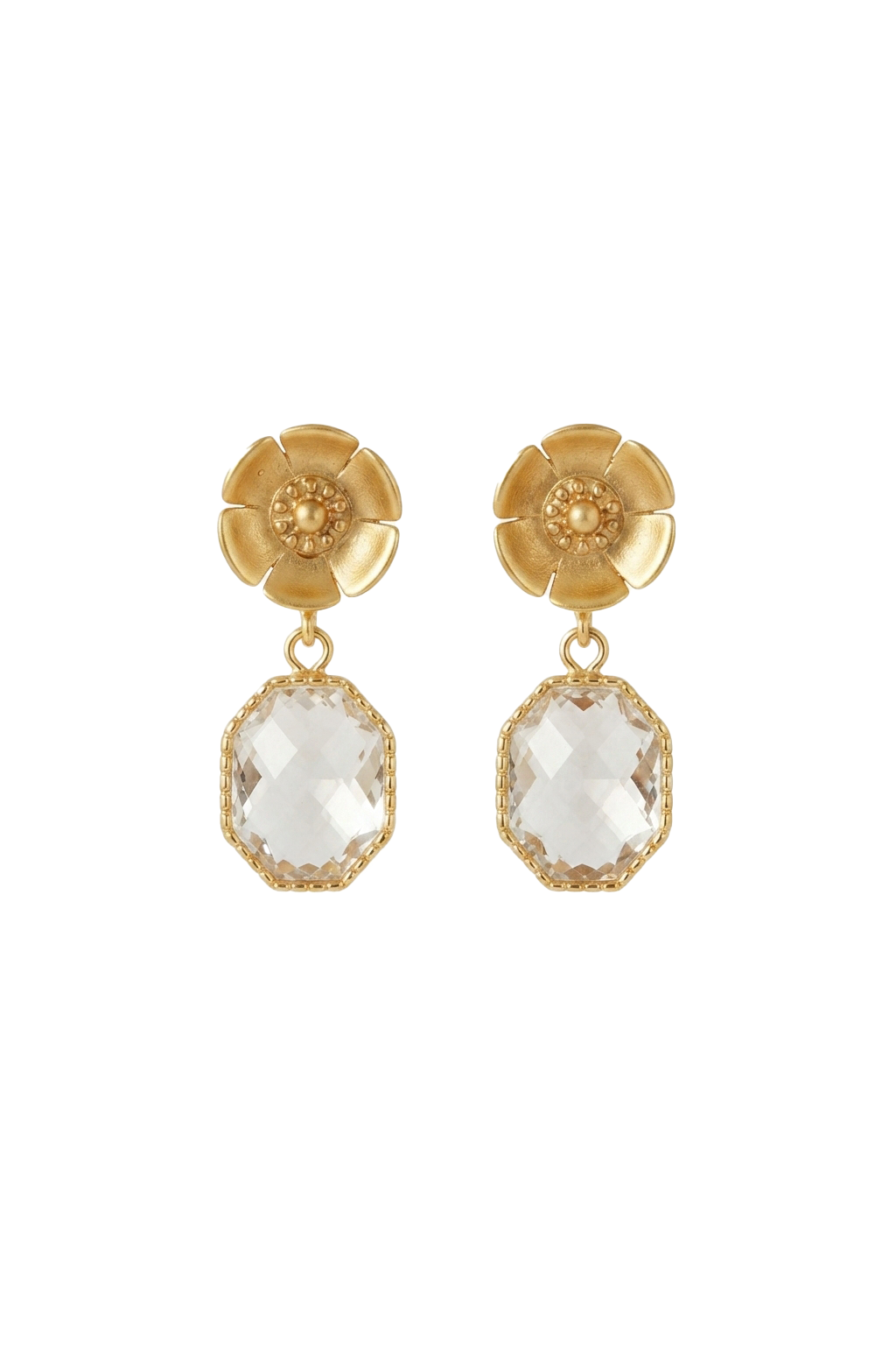 CAMELLIA STUD EARRINGS - MATTE GOLD
