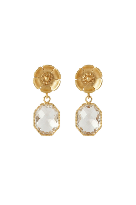 CAMELLIA STUD EARRINGS - MATTE GOLD