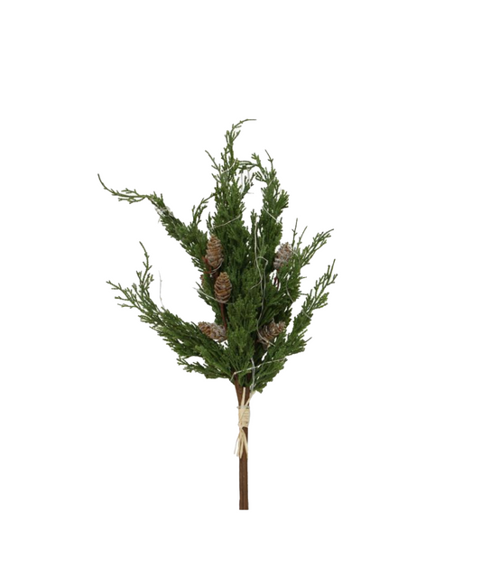 CEDAR & PINECONE BRANCH W LIGHTS - SHORT