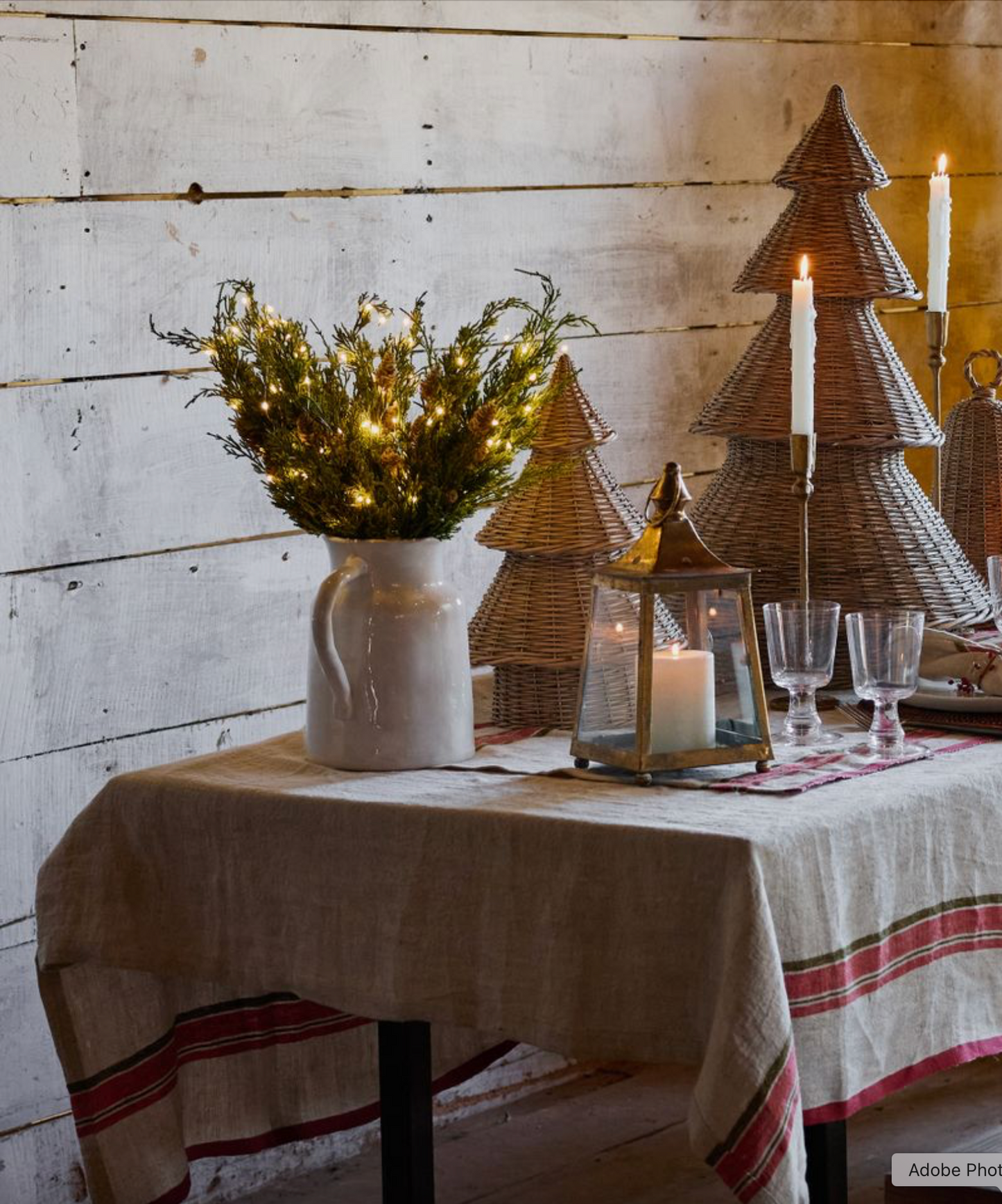 CEDAR & PINECONE BRANCH W LIGHTS - TALL