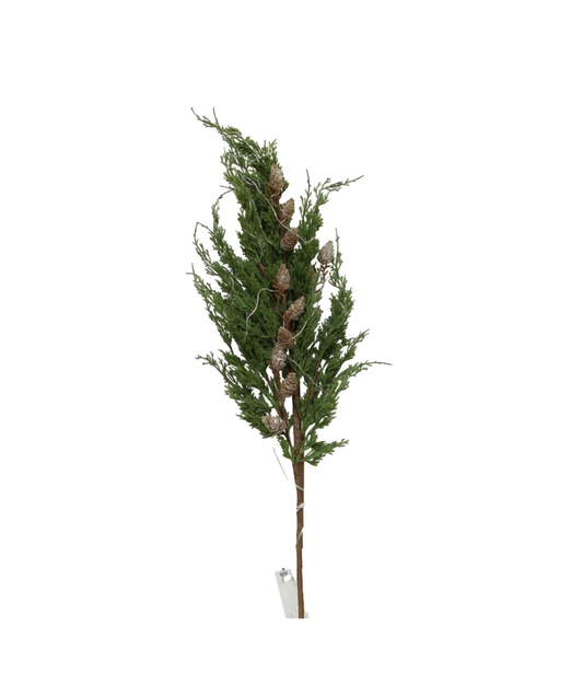 CEDAR & PINECONE BRANCH W LIGHTS - TALL