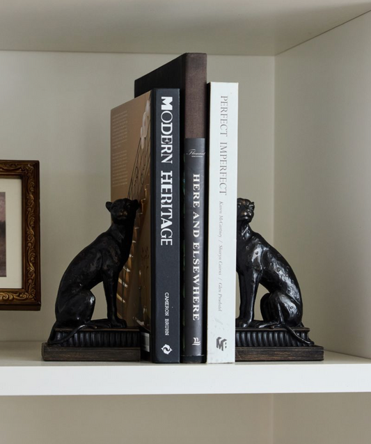 CHEETAH BRONZED FINISH BOOKENDS