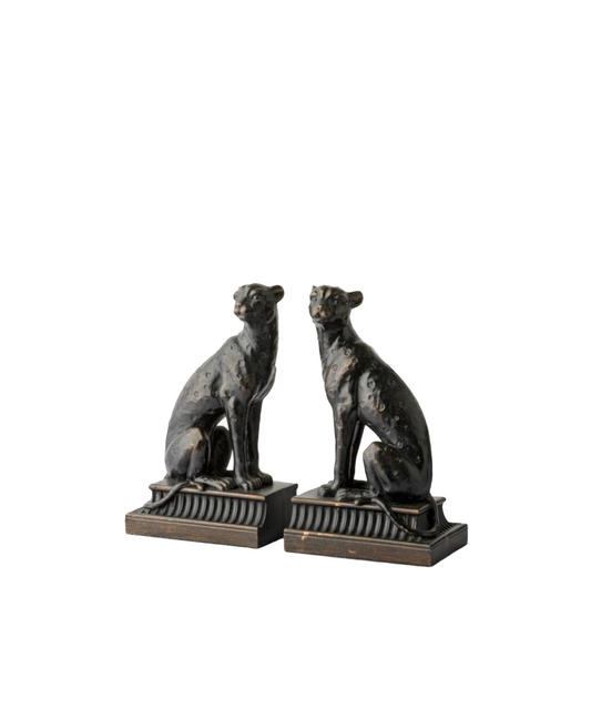 CHEETAH BRONZED FINISH BOOKENDS