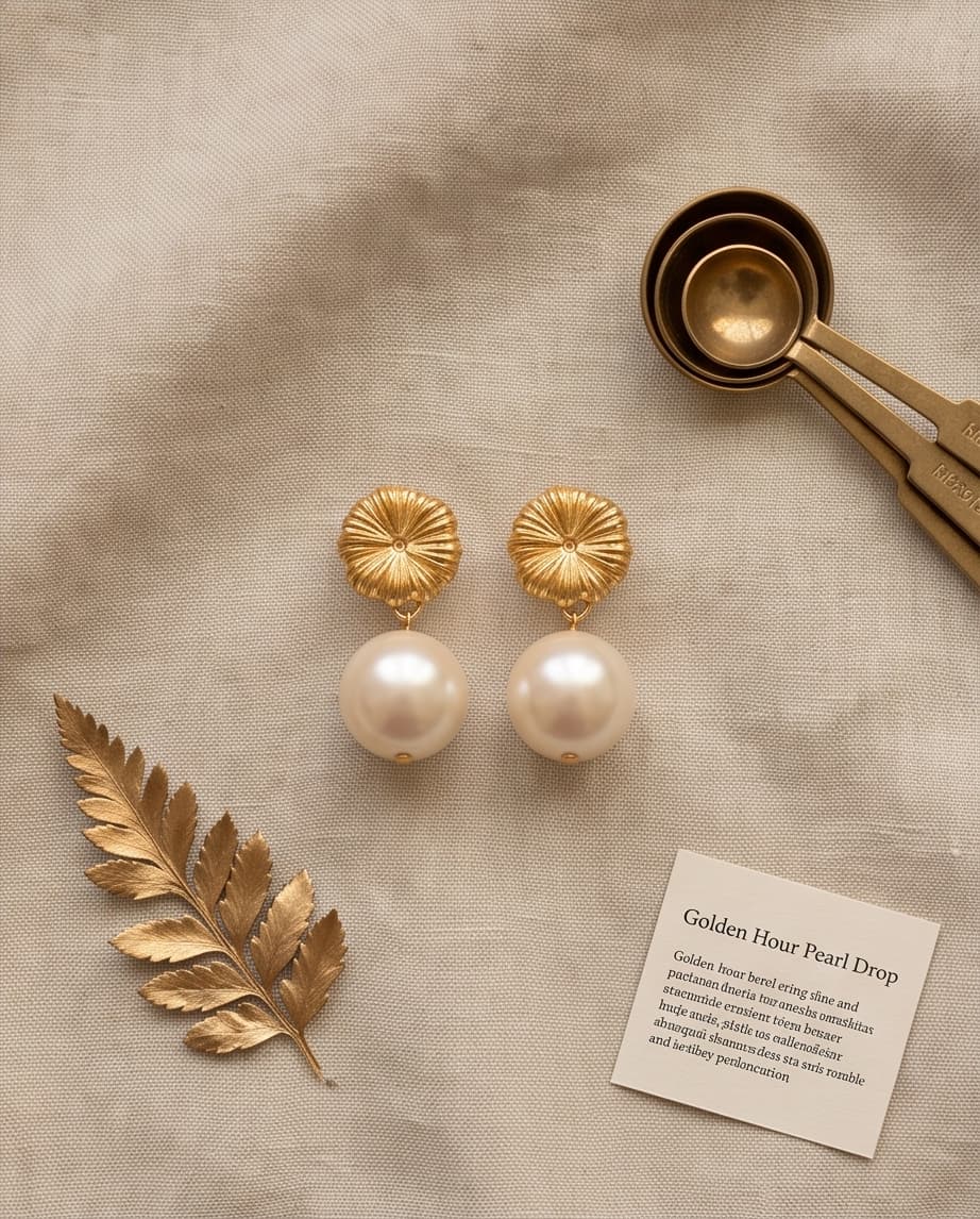 CHRYSANTHEMUM & PEARL STUD EARRINGS