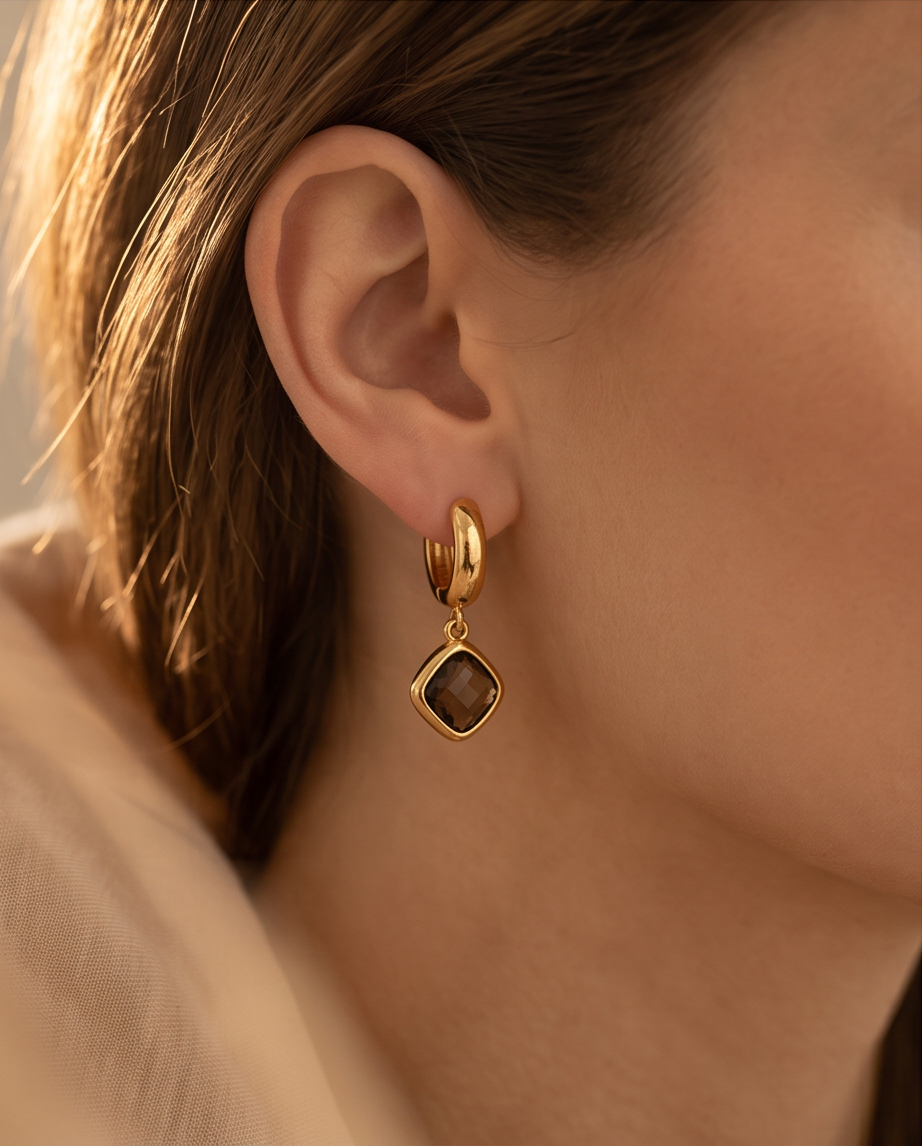 SERAPHINA HUGGIE EARRINGS - COCOA
