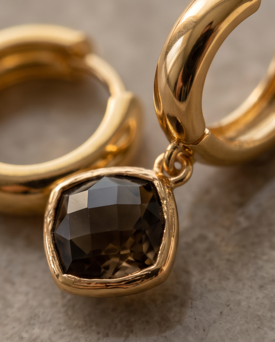 SERAPHINA HUGGIE EARRINGS - COCOA