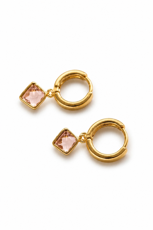PETITE PINK RHOMBUS ON HUGGIES - GOLD