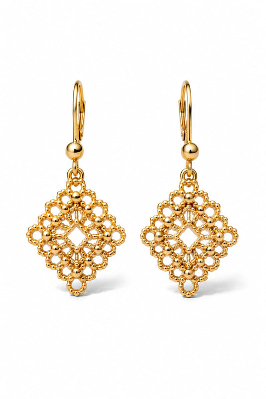 DIAMOND LACE EARRINGS - GOLD