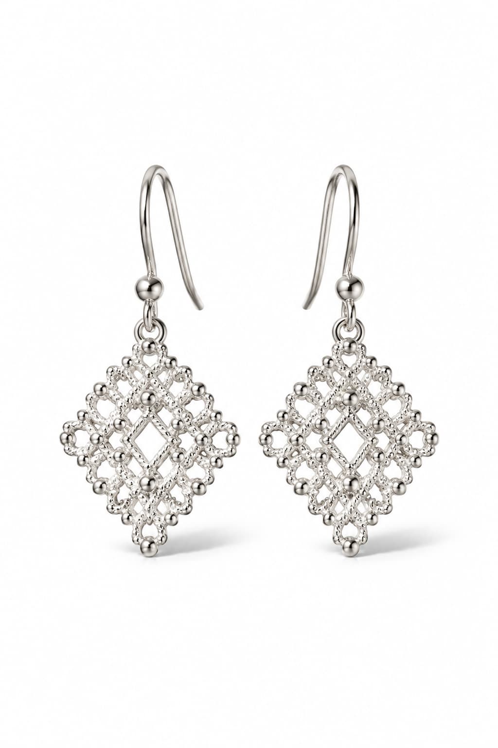 DIAMOND LACE EARRINGS - SILVER