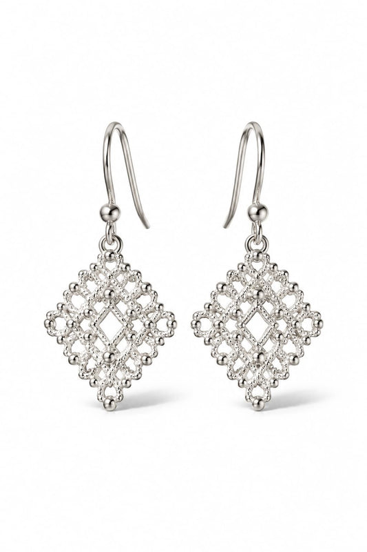 DIAMOND LACE EARRINGS - SILVER
