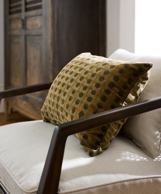 DOTS HANDBLOCK VELVET CUSHION