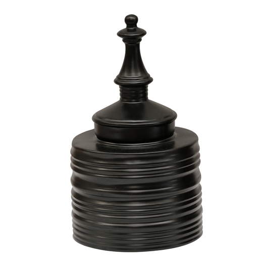 EBONY CERAMIC VESSEL WITH LID - MIDI