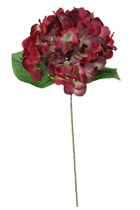 ELODIE REAL TOUCH HYDRANGEA 47CM - BURGUNDY
