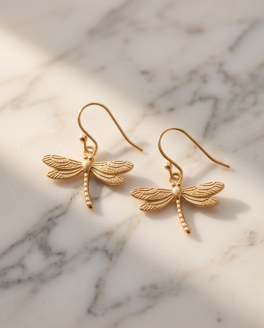 ENCHANTED DRAGONFLY EARRINGS - GOLD