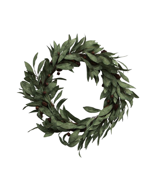 EUCALYPTUS & BROWN WOOD BERRY WREATH - LARGE