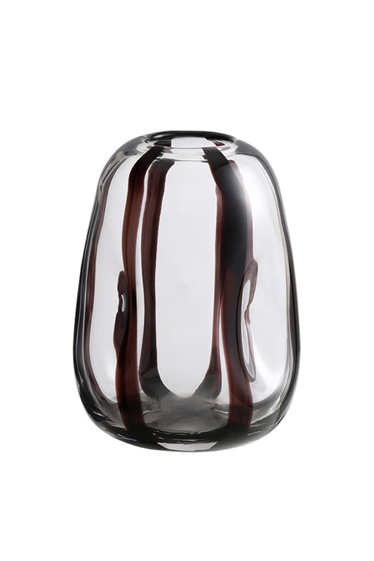 BLACK STRIPED GLASS VASE - LARGE