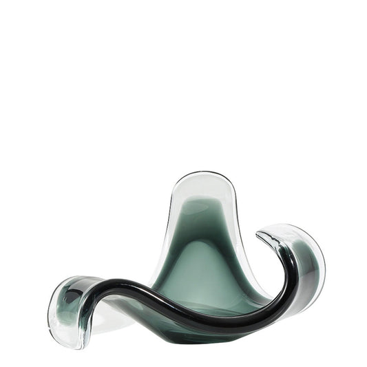 ACADIA CURVED GLASS TRIANGLE BOWL - TEAL