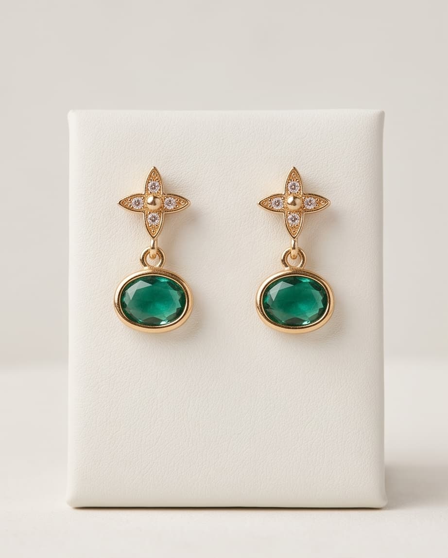 FIORE STUD EARRINGS - AQUAMARINE / GOLD