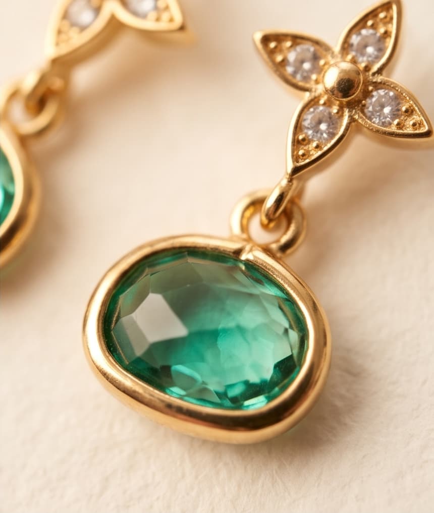 FIORE STUD EARRINGS - AQUAMARINE / GOLD