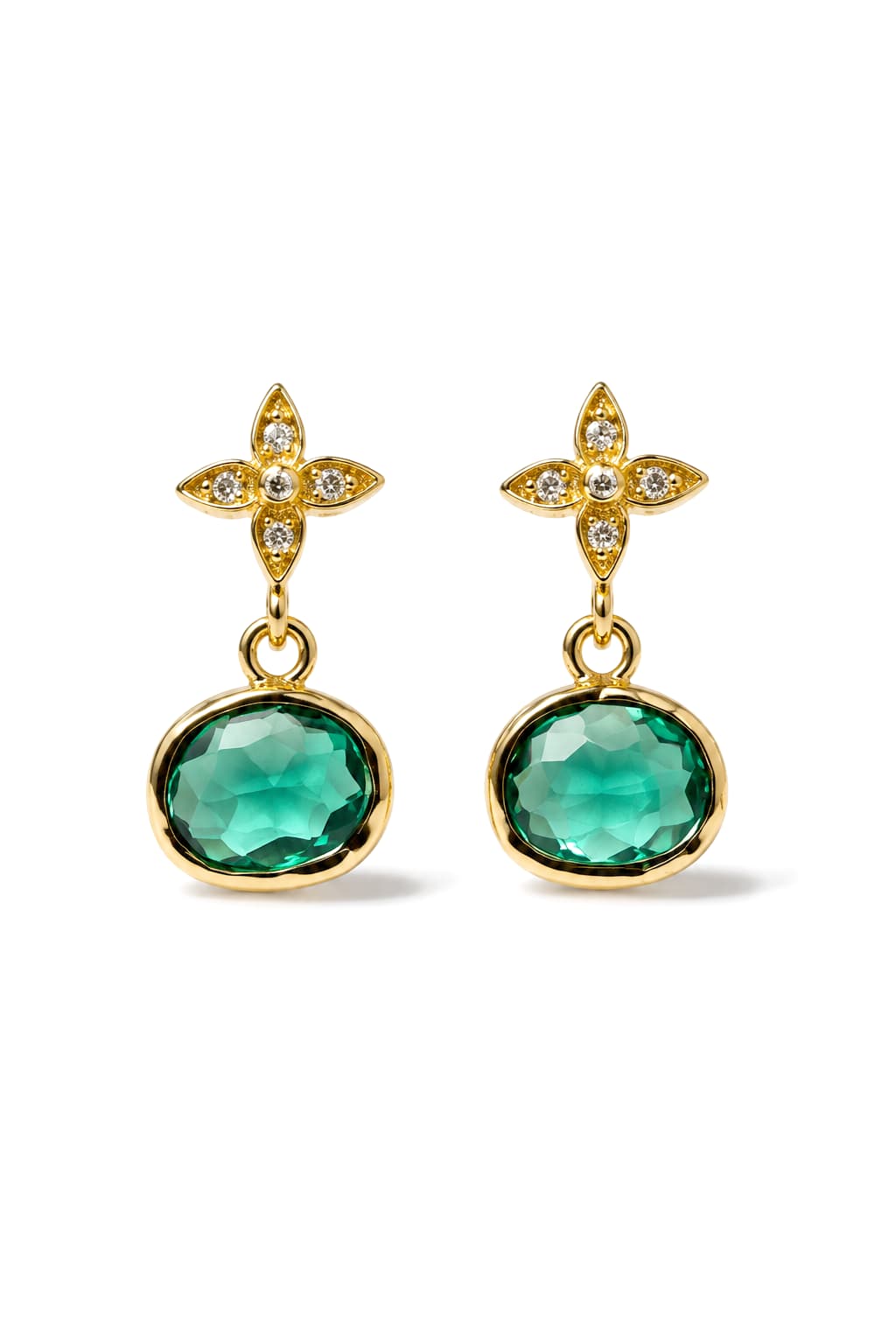 FIORE STUD EARRINGS - AQUAMARINE / GOLD