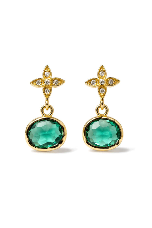 FIORE STUD EARRINGS - AQUAMARINE / GOLD