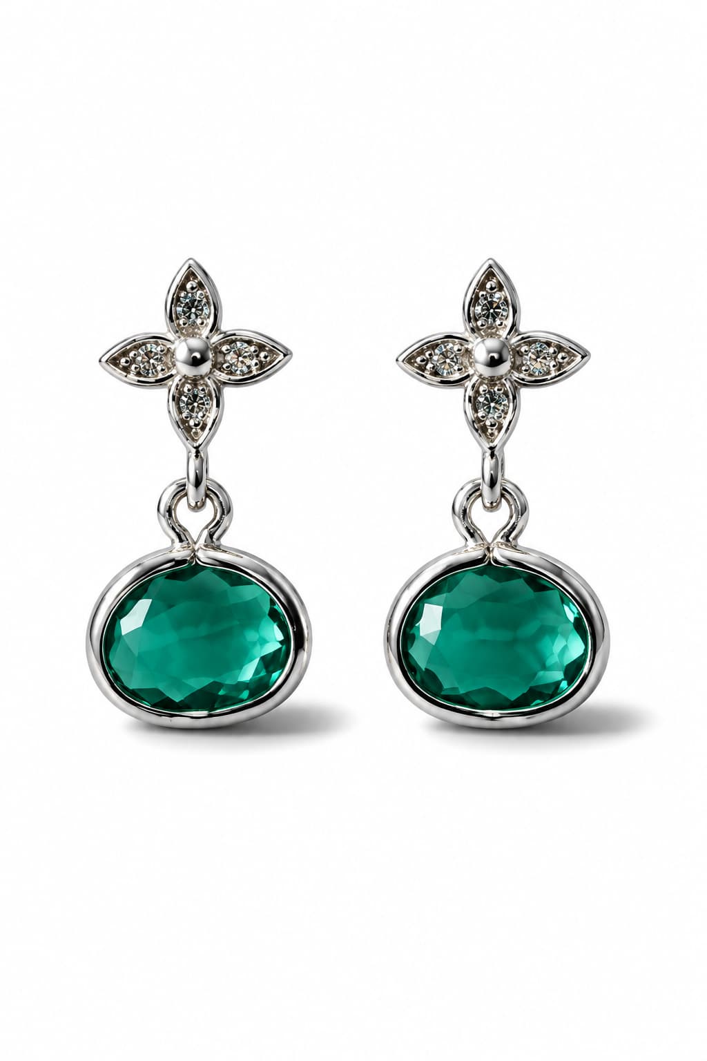 FIORE STUD EARRINGS - AQUAMARINE / SILVER