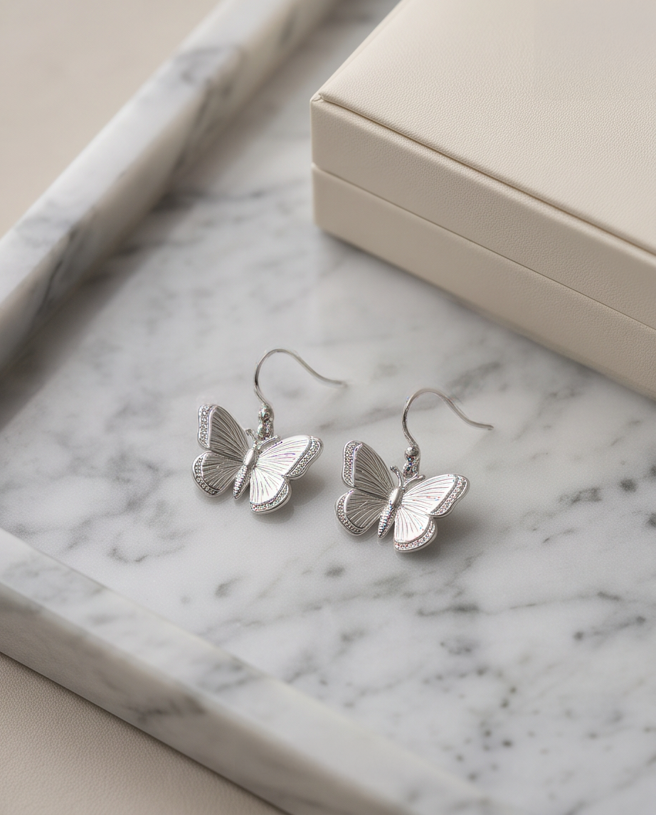 FLUTTER BUTTERFLY EARRINGS - SILVER