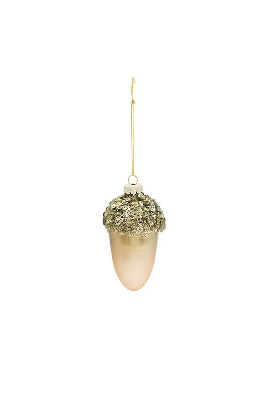 PRE ORDER: GILDED GLASS ACORN - SAGE & CHAMPAGNE