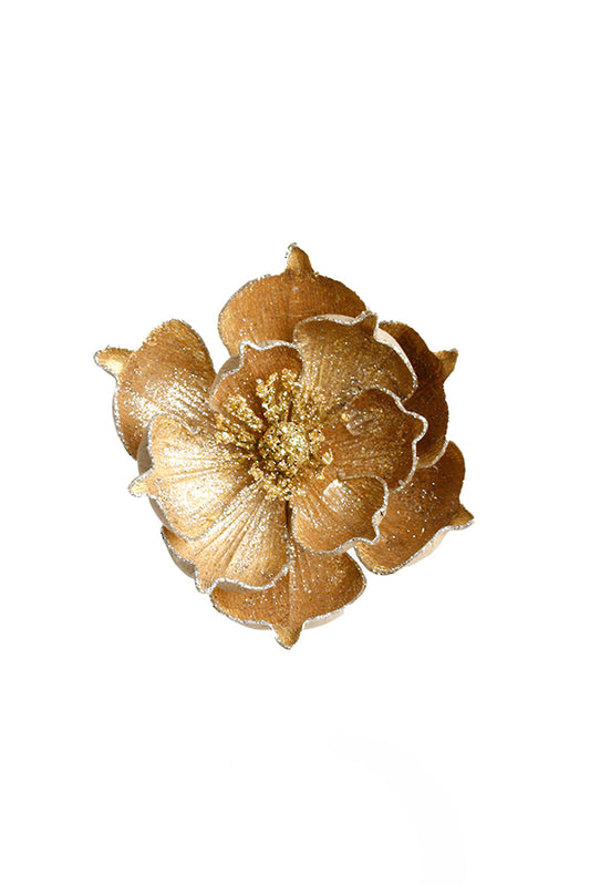 GOLD GLITTERED MAGNOLIA CLIP
