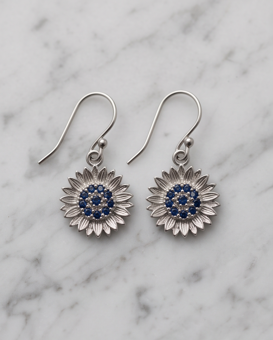 HARPER SUNFLOWER EARRINGS - SAPPHIRE