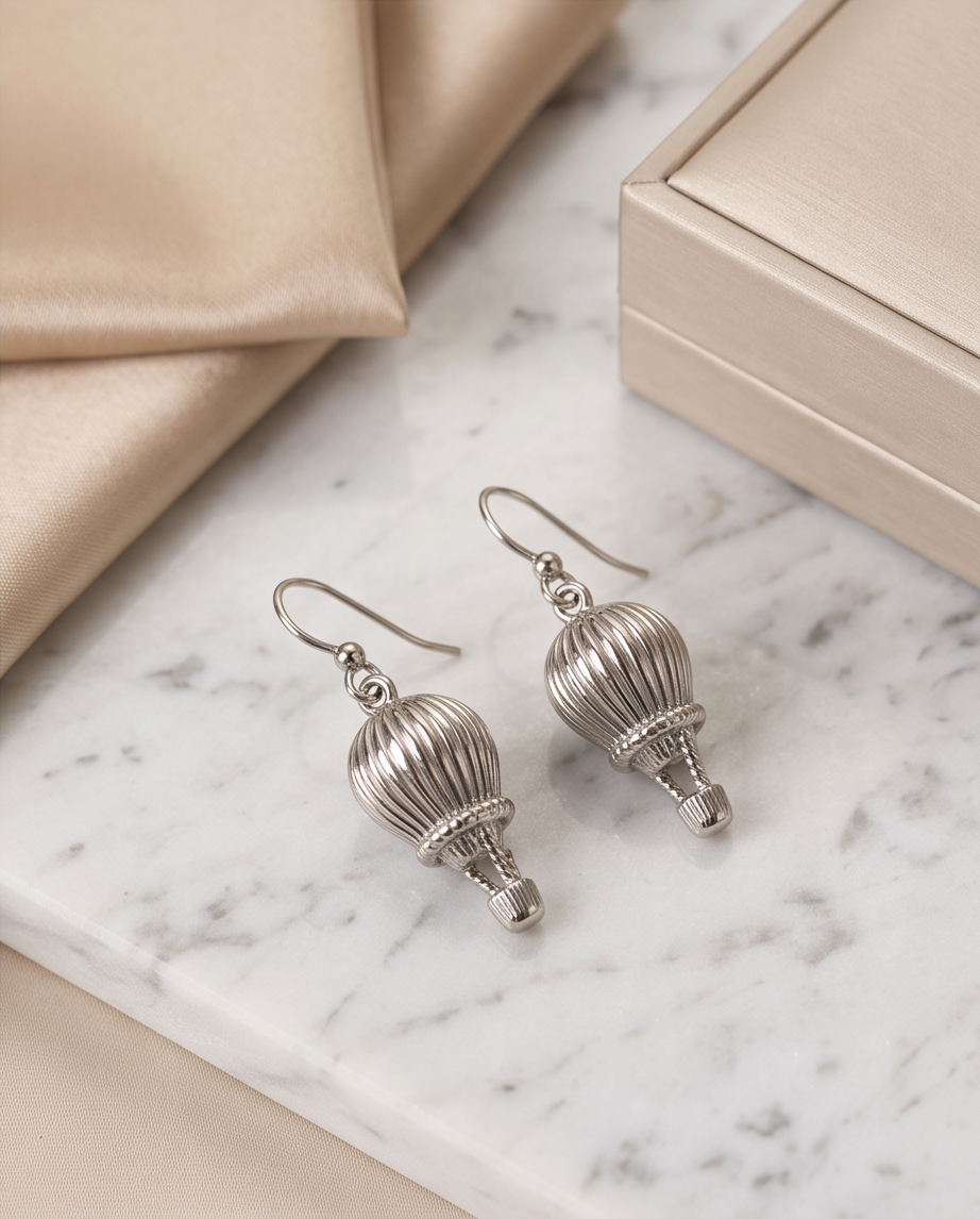 HOT AIR BALLOON EARRINGS - SILVER
