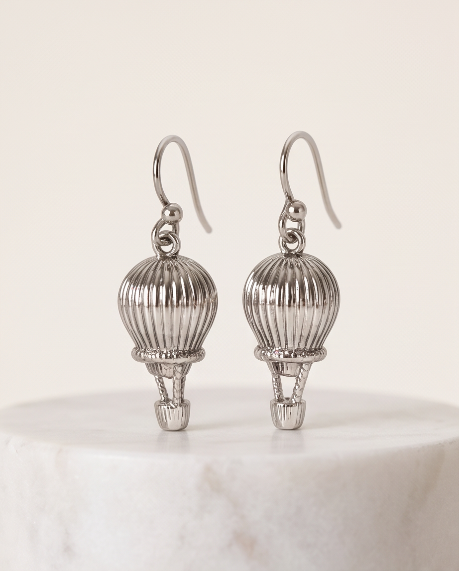 HOT AIR BALLOON EARRINGS - SILVER
