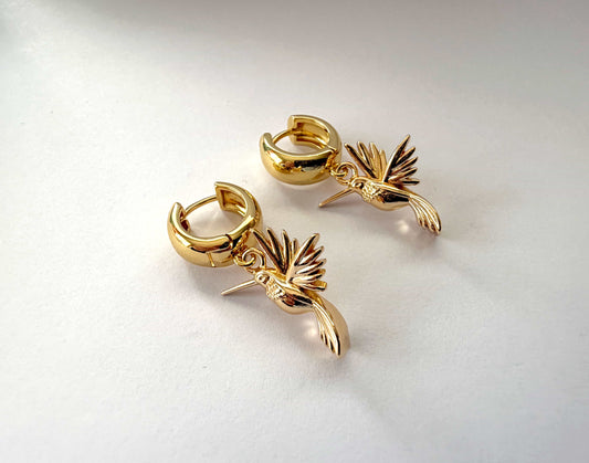 HUMMINGBIRD EARRINGS - GOLD