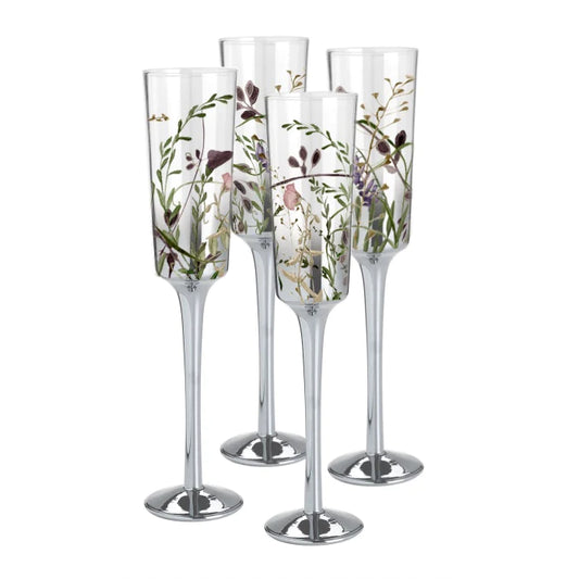 WILDFLOWER CHAMPAGNE FLUTES - SET OF 4