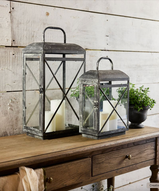 JARDIN AGED GREY LANTERN - LARGE